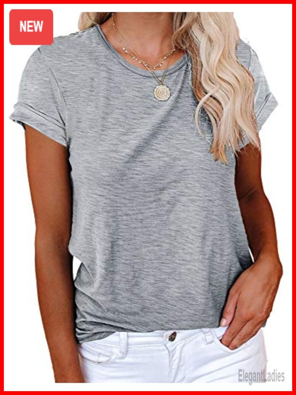 Women's Short Sleeve Crew Neck Loose Casual Summer Basic Tee Top